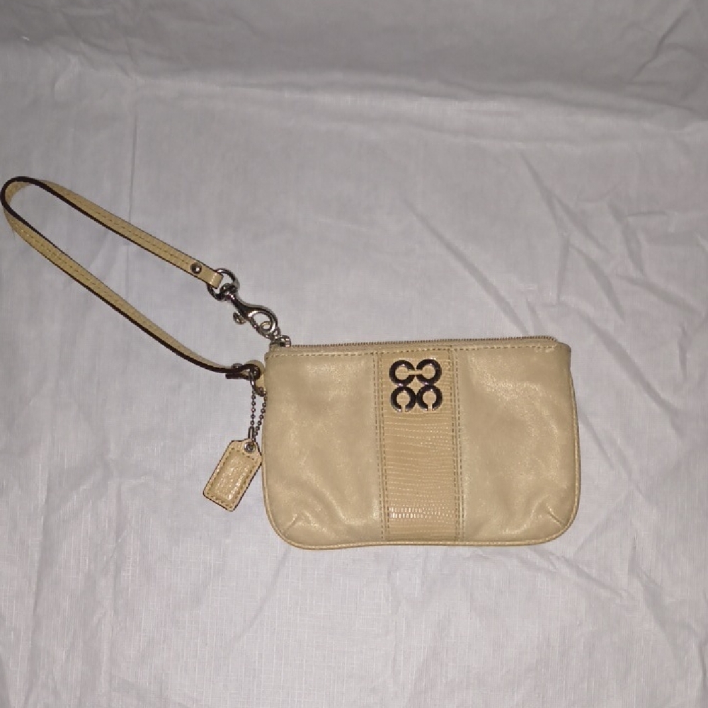 Coach Beige Leather Wristlet